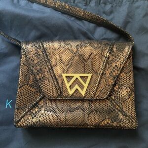 Kelly Wynned Brown Snake Print shoulder bag